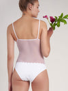 ZASUWA Female Sexy Sheer Mesh Flower Edge One Piece