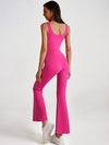 ZASUWA Female Solid Color Zipper Flare Seamless Jumpsuit