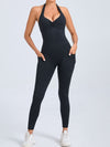 ZASUWA Female Front Folds Backless Pocket Jumpsuit