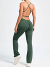 ZASUWA Female Cross Back Scrunch Bum Flare Jumpsuit