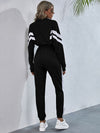 ZASUWA Female Contrast Color Stripes Zipper Casual Jumpsuit