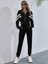 ZASUWA Female Contrast Color Stripes Zipper Casual Jumpsuit