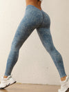 ZASUWA Female Denim Deep V Back Scrunch Bum Leggings