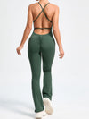 ZASUWA Female Cross Back Scrunch Bum Flare Jumpsuit