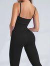 ZASUWA Female Heart Collar Ribbed Backless Jumpsuit