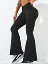 ZASUWA Female V-shape Waist Ribbed Flare Scrunch Bum Leggings