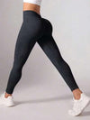 ZASUWA Female Denim Deep V Back Scrunch Bum Leggings