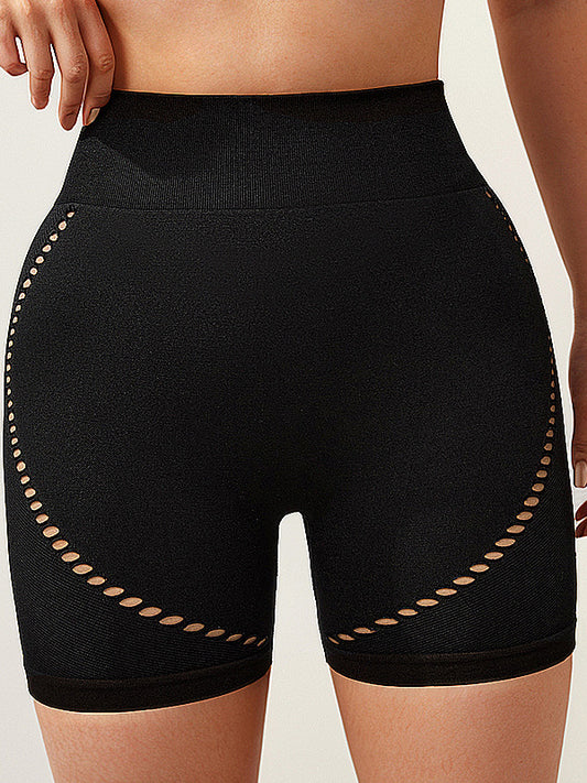 ZASUWA Female Fishnet Scrunch Bum Hollow Out Hip-lift Quick-dry High-waisted Seamless Shorts