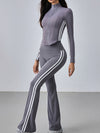 ZASUWA Female Stripe Elastic Tight Stand Up Collar High-waisted Tracksuit