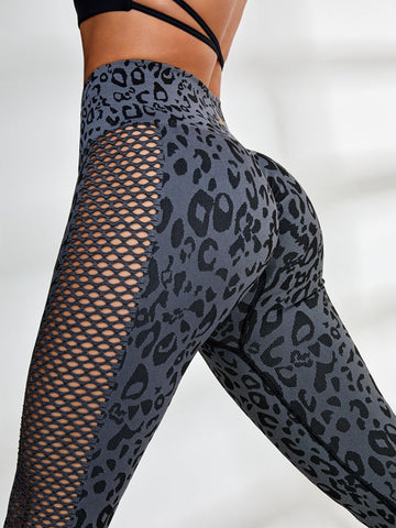 ZASUWA Female Leopard Net Scrunch Bum Seamless Leggings