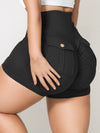 ZASUWA Female Pocket Cargo Style Scrunch Bum High-rise Spandex Gym Booty Cargo Shorts