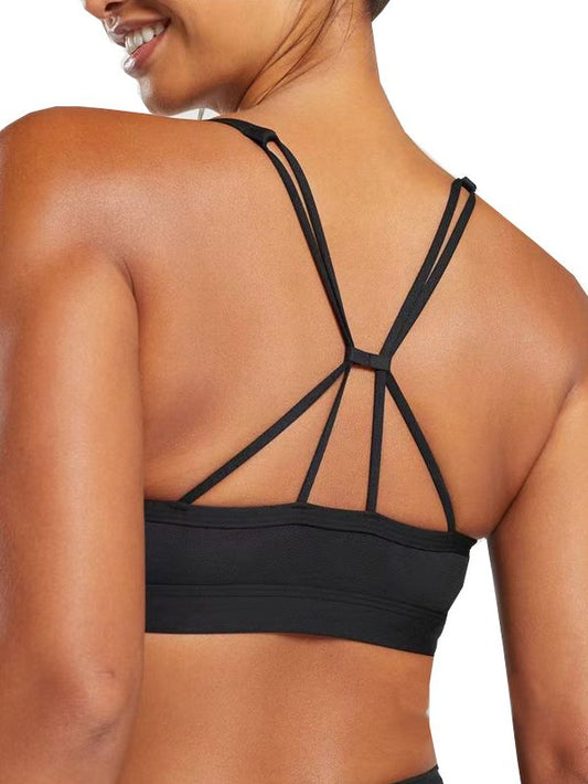 ZASUWA Female Deep V Folds Cross Back Hollow Out Sports Bras