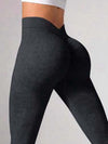 ZASUWA Female Denim Deep V Back Scrunch Bum Leggings