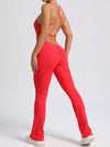 ZASUWA Female Cross Back Scrunch Bum Flare Jumpsuit