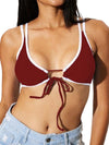 ZASUWA Female Contrast Color Hollow Out Drawstring Sports Bras