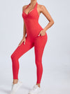 ZASUWA Female Front Folds Backless Pocket Jumpsuit