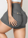 ZASUWA Female Pocket Cargo Style Scrunch Bum High-rise Spandex Gym Booty Cargo Shorts