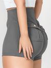 ZASUWA Female Pocket Cargo Style Scrunch Bum High-rise Spandex Gym Booty Cargo Shorts