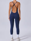 ZASUWA Female Cross Back Backless Adjustable Strap Elastic Tight Jumpsuit