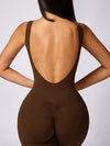 ZASUWA Female Backless Elastic Tight Scrunch Bum Flare Jumpsuit