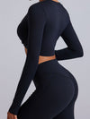 ZASUWA Female Twist Deep V Elastic Tight Quick Dry Long Sleeves