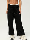 ZASUWA Female High-waisted Drawstring Ribbed Leisure Sports Pants