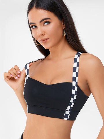 ZASUWA Female Chessboard Cross Back Sports Bras