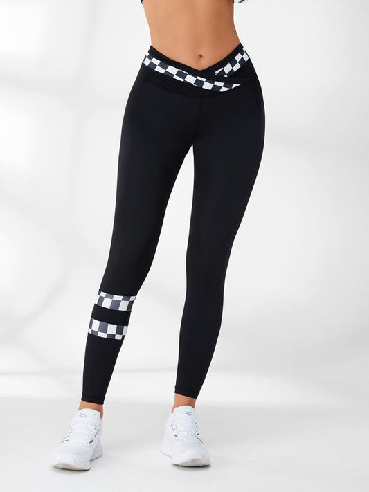 ZASUWA Female Chessboard V Shaped-waist Leggings