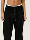 ZASUWA Female High-waisted Drawstring Ribbed Leisure Sports Pants