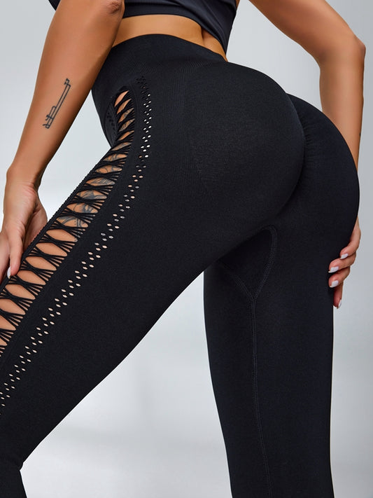 ZASUWA Female Lace-up Breathable Scrunch Bum High-waisted Leggings