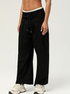 ZASUWA Female High-waisted Drawstring Ribbed Leisure Sports Pants