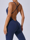 ZASUWA Female Cross Back Backless Adjustable Strap Elastic Tight Jumpsuit