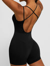 ZASUWA Female Cross Back U-shaped Backless Hip-lift Romper