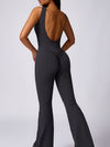 ZASUWA Female Backless Elastic Tight Scrunch Bum Flare Jumpsuit