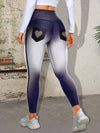 ZASUWA Female Ombre Faux Denim Pocket Heart Print Leggings