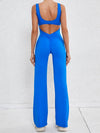 ZASUWA Female Backless Scrunch Bum Flare Jumpsuit