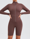 ZASUWA Female Zipper Stand Collar Long-Sleeved Jumpsuit