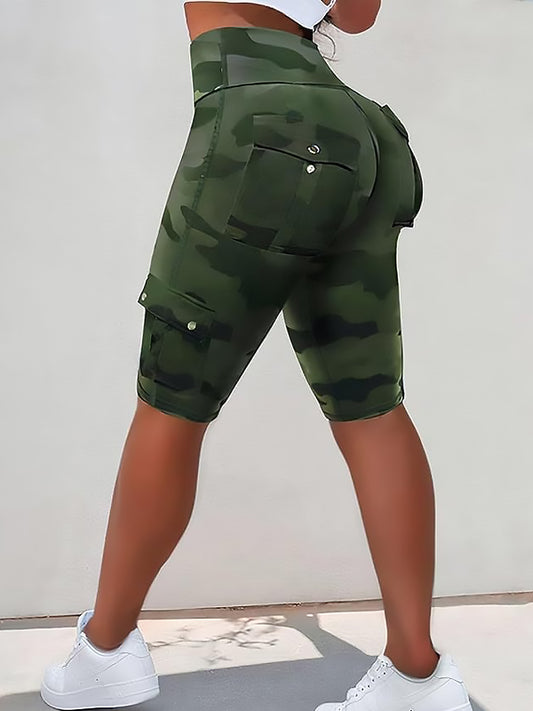 ZASUWA Female Camouflage Tight High Waist Hip Yoga Shorts