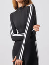 ZASUWA Female Zipper Thumbholes Stripes Elastic Tight Stand Collar Solid Color Jacket