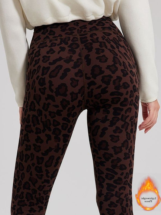 ZASUWA Female Fleece Leopard Print Leggings