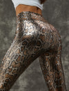 ZASUWA Female PU Faux Leather Leopard Print Leggings