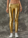 ZASUWA Female Sexy Metallic Laser Gold&Sliver Leggings