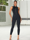 ❤ZASUWA Female Sexy Sheer Mesh Back Deep V Back Scrunch Bum Zipper Jumpsuit