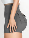 ZASUWA Female Pocket Cargo Style Scrunch Bum High-rise Spandex Gym Booty Cargo Shorts