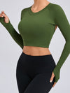 ZASUWA Female Sexy Cutout U Collar Thumbhole Long Sleeves