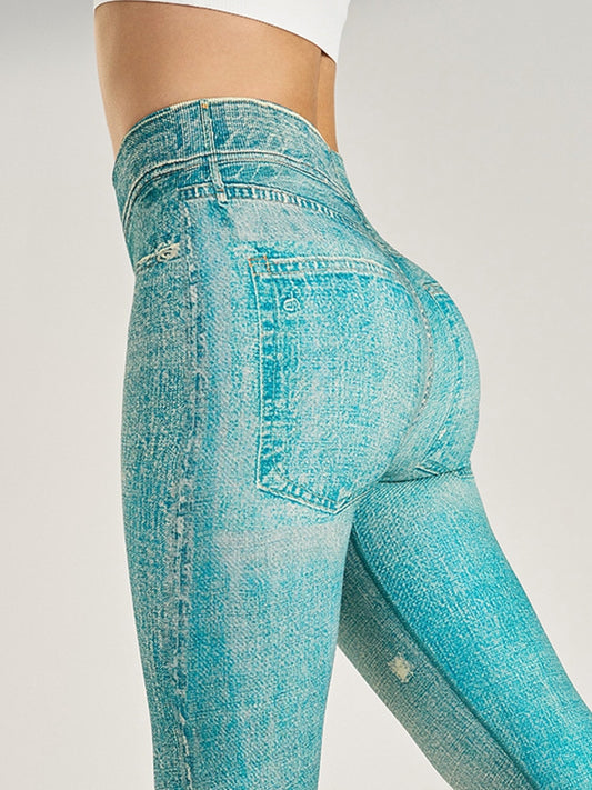 ZASUWA Female Denim Pocket Hip-lift Leggings