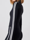 ZASUWA Female Zipper Thumbholes Stripes Elastic Tight Stand Collar Solid Color Jacket