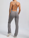 ZASUWA Female Cross Back Scrunch Bum Flare Jumpsuit