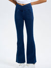 ZASUWA Female Denim Pocket V-shape Waist  Flare Leggings