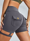 ZASUWA Female Unique Cut Out Pocket Mesh Scrunch Bum Spandex Gym Booty Shorts